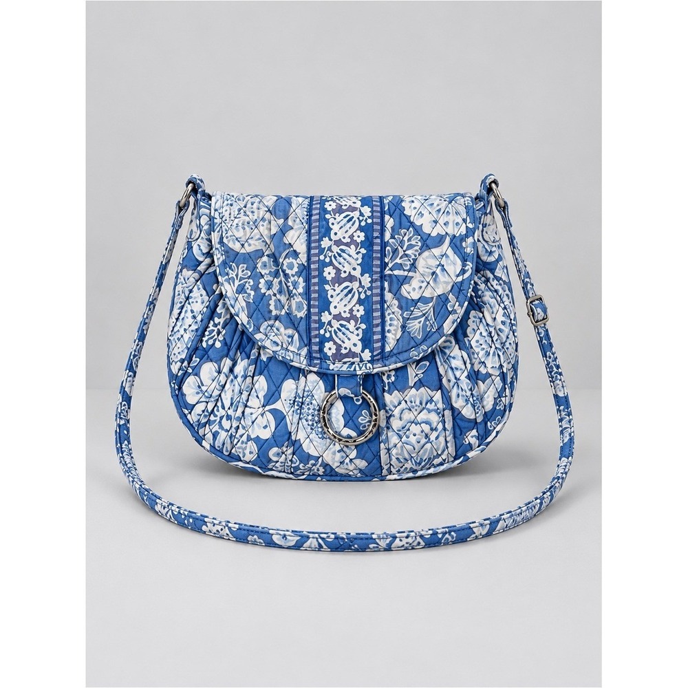 Vera Bradley Quilted Saddle Up Crossbody Bag Retired Blue Lagoon Pattern Purse